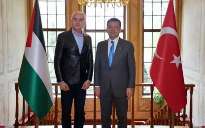 İmamoğlu, Ramallah Belediye Başkanı ile bir araya geldi
